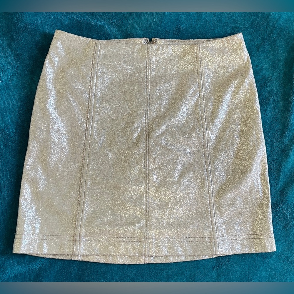 Free People Metallic Rose Gold Suede Mini Skirt - Picture 6 of 15